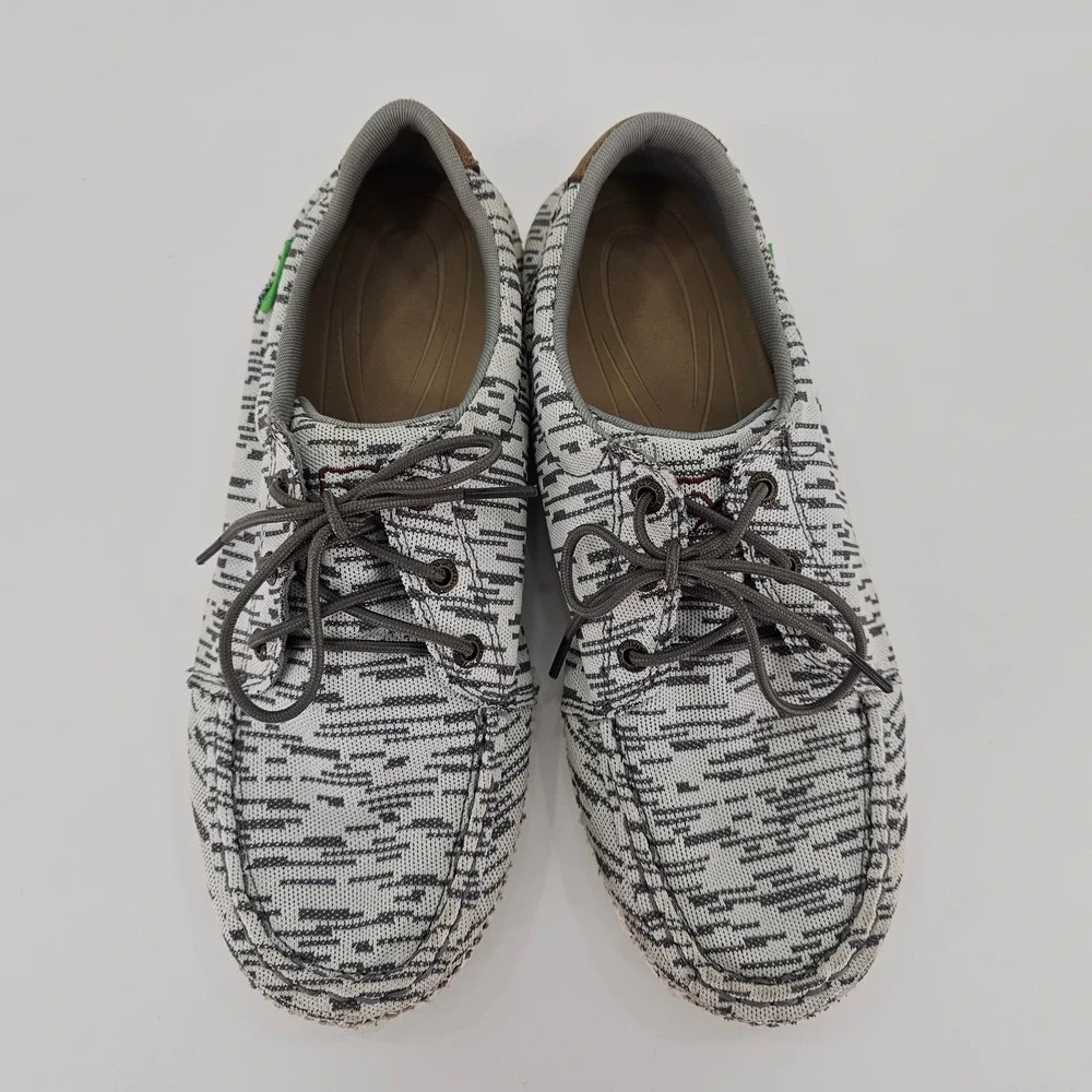 Twisted X‎ Mens EcoTWX Slip On Driving Loafers Grey White Patterned Knit 9.5